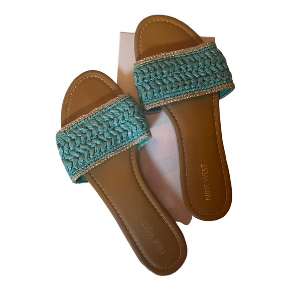 NINE WEST Blue Beehiv Slide Sandal  9 NWT - Picture 5 of 14